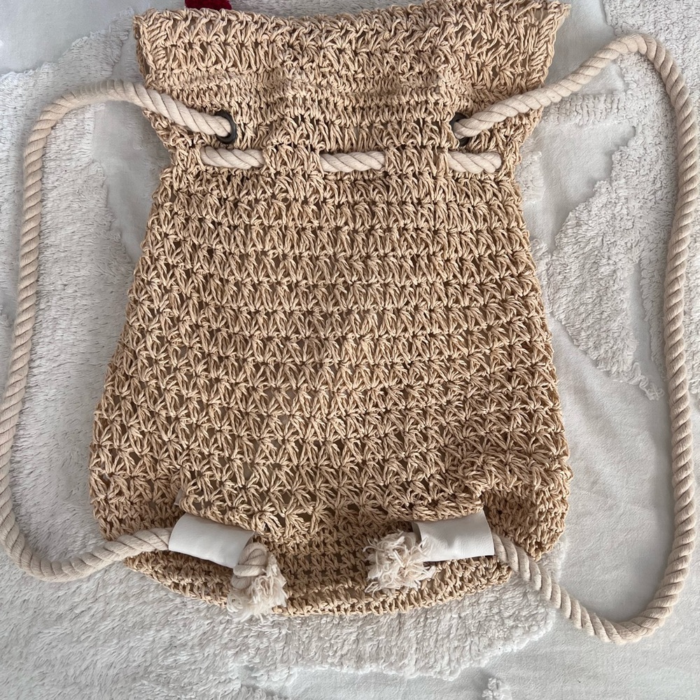 Disney Mickey Mouse Raffia Straw Drawstring Backp… - image 4